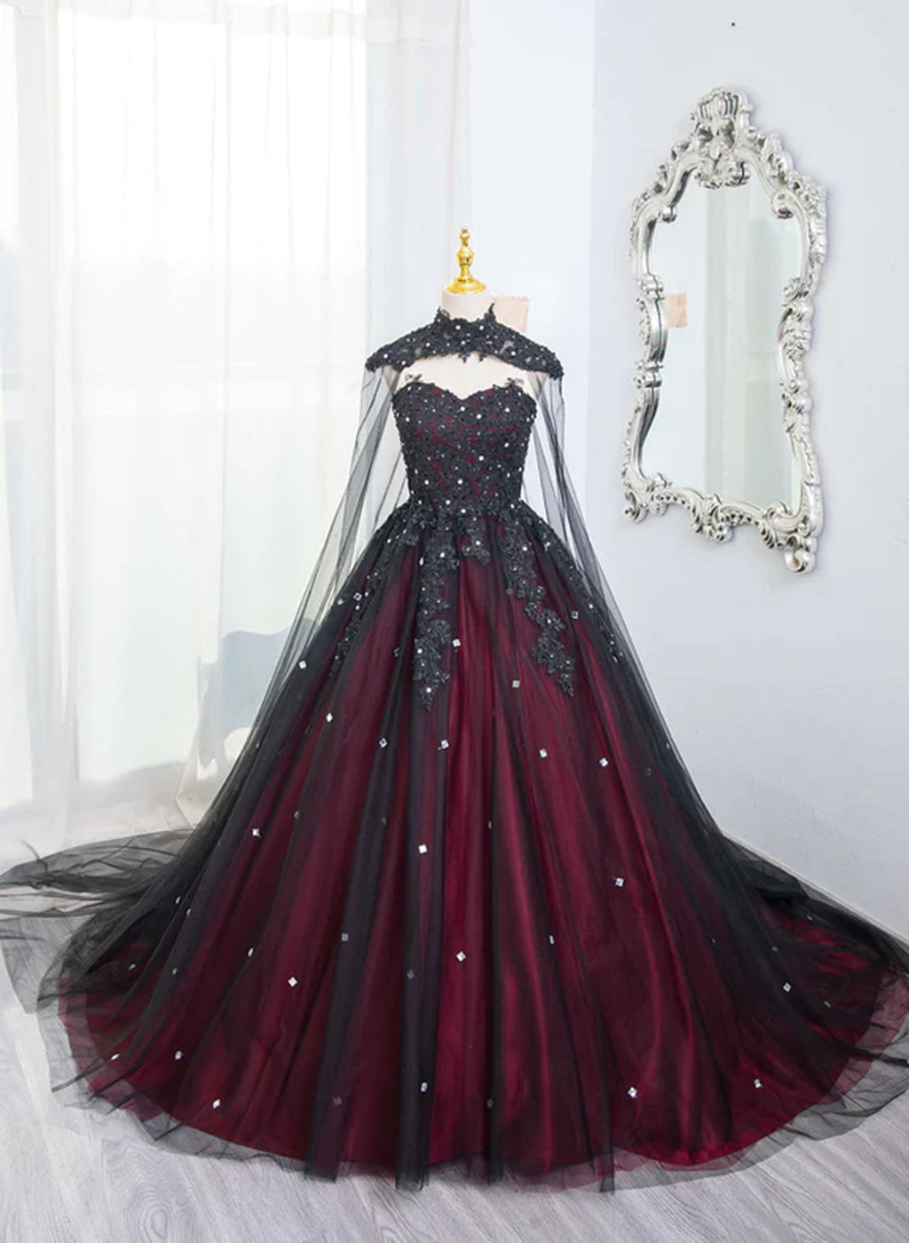 Glam Black and Red Formal Gowns