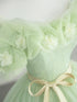 Light Green Tulle with Flowers A-line Party Dress, Light Green Tulle Prom Dress