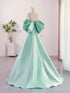 Green Satin Off Shoulder A-line Prom Dress Party Dress, Green Satin Long Evening Dress