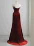 Wine Red Velvet Mermaid Straps Long Formal Dress, Wine Red Floor Off Shoulder Prom Dress