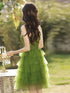 Green Tulle Straps Knee Length Layers Party Dress, Green Tulle Short Homecoming Dress