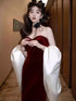 Beautiful Velvet Mermaid Strapless Long Formal Gown, Velvet Floor Length Prom Dress