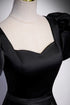 Black A-line Satin Off Shoulder Party Dress, A-line Simple Black Prom Dress