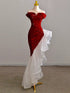 Lovely Wine Red High Low Mermaid Party Dress, Off Shoulder Sweetheart Prom Dress
