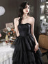 Black Tulle Layers Long Party Dress, A-line Black Tulle Prom Dress