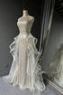 White Tulle and Sequins Long Prom Dress, Halter A-line Party Dress Formal Dress