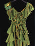Green Layers Cap Sleeves Satin Long Party Dress, Green Satin Prom Dress Evening Dress