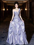Elegant Light Purple One-Shoulder Prom Dress, Ruched Mermaid Beaded Party Dress Evening Dress