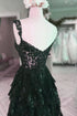 Lovely Green Tulle With Lace Straps Layers Party Dress, Green Tulle Prom Dress