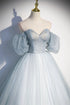 Lovely Light Blue Tulle Sweetheart Long Evening Dress, Light Blue Prom Dress
