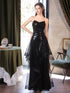 Black Sequins V-neckline Straps Long Party Dress, Black Sequins Evening Dress Prom Dress