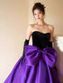 Chic Black and Purple Ball Gown Formal Dress with Bow, Black and Purple Prom Dress