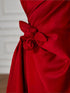 Wine Red A-line Strapless Floor Length Prom Dress Evening Dress, Wine Red Satin Formal Dress