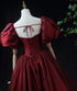 Wine Red Taffeta Short Sleeves Long Prom Dress, Wine Red Evening Dress Formal Dress