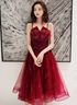 Wine Red Shiny Tulle Straps Short Homecoming Dress, Wine Red Tulle Short Prom Dress