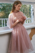 Pink Halter Tulle with Beaded Short Homecoming Dress, Pink Short Prom Dress