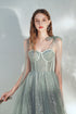 Lovey Green Tulle Short Prom Dress with Sequins, A-Line Homecoming Dress Formal Dress