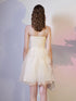 Champagne Tulle with Lace Short Homecoming Dress, A-line Tulle Short Prom Dress