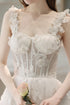 White Straps Lace Sweetheart Long Formal Dress, White A-line Floor Length Prom Dress