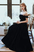 Off Shoulder Black Velvet Party Dress, Black Short Homecoming Dress Evening Dress