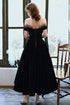 Off Shoulder Black Velvet Party Dress, Black Short Homecoming Dress Evening Dress
