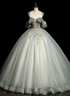 Green Tulle Off Shoulder Ball Gown Beaded Sweet 16 Dress, Green Tulle Formal Dress