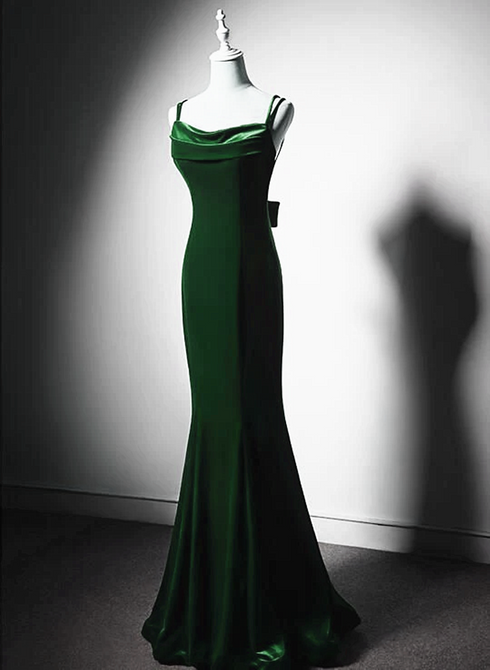 Lovely Low Back Velvet Mermaid Long Prom Dress, Velvet Wedding Party Dress