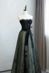 A-line Black and Green Tulle with Lace Long Prom Dress, Tulle Party Dress