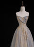 A Line Sweetheart Tulle and Lace Long Prom Dress, Tulle Long Evening Dress
