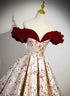Beautiful Floral Satin Sweetheart Off Shoulder Prom Dress, Long Satin Party Dress