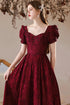 Wine Red Sweetheart Floral A-line Prom Dress, Wine Red Evening Dress Party Dress