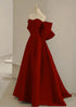 Wine Red Satin Long Prom Dress Party Dress, A-line Wine Red Evening Dress