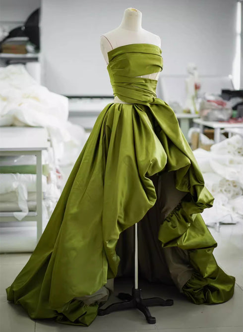 Green High Low Chic Beautiful Party Dress Prom Dress, Green Evenin Dress