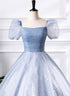 Glam Tulle Floor Length Prom Dress, Beautiful Short Sleeves Sweet 16 Dress
