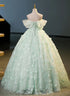 Green Lace Sweetheart Long Formal Dress Prom Dress, Off Shoulder Formal Dress