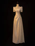Ivory Satin A-line Simple Wedding Party Dress, Ivory Satin Prom Dress