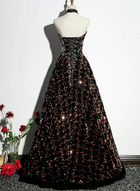 A-line Sequins Stylish A-Line Prom Dress, Shiny Strapless Evening Dress