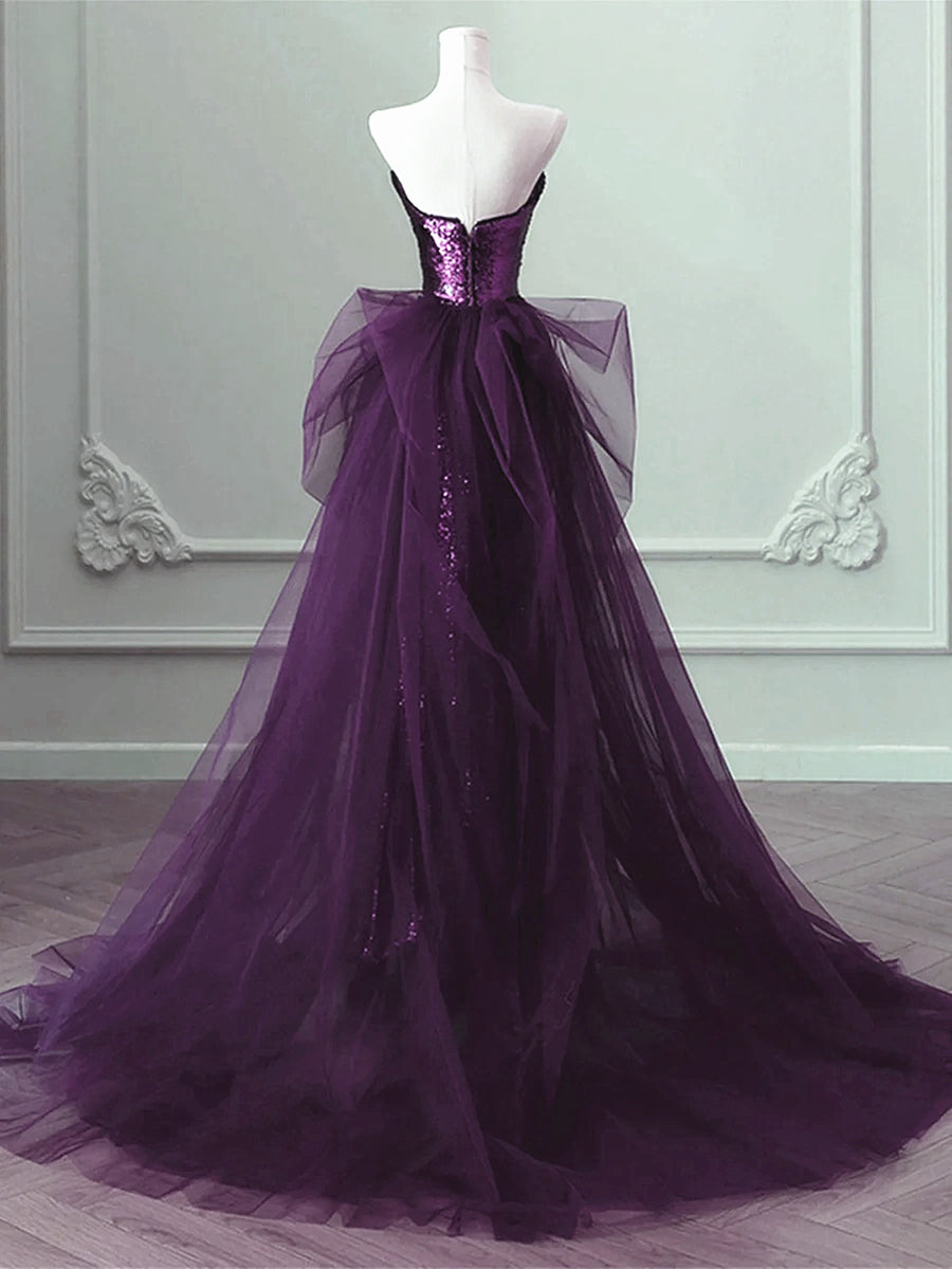 purple prom dress with sequins Purple Sequin Prom Dress