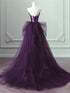 Purple Sequins Long Party Dress, A-line Purple Sequins Prom Dress with Tulle