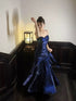 Navy Blue Sweetheart Straps Mermaid Party Dress, Navy Blue Sweetheart Prom Dress