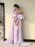 Light Purple Satin Sweetheart Chic Long Evening Dress, Light Purple Long Prom Dress