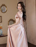 Pink Satin A-line Sweetheart Party Dress Prom Dress, Pink Long Party Dress Evening Dress