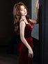 Wine Red Velvet Straps Mermaid Long Evening Dress, Wine Red Velvet Prom Dress