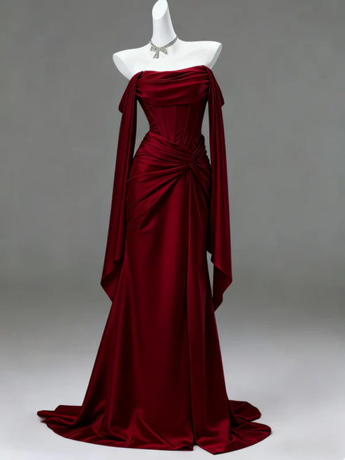 Light Champagne Long Prom Dress, Satin Light Champagne Evening Dress Formal Dress