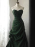 Green Taffeta Sweetheart Strapless Prom Dress Party Dress, Green Long Formal Dress
