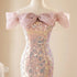 Off Shoulder Sequins Mermaid Prom Dress Evening Dress, Long Formal Dress with Bow