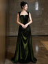 Elegant Emerald Green Velvet Evening Gown,Sleeveless Ruched Prom Dress Party Dress