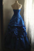 Blue Strapless Taffeta Prom Dress,Blue Elegant Long Party Dress Evening Dress