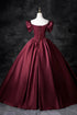 Wine Red Satin Off Shoulder Prom Dress Party Dress, A-line Satin Evening Dress