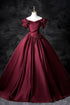 Wine Red Satin Off Shoulder Prom Dress Party Dress, A-line Satin Evening Dress